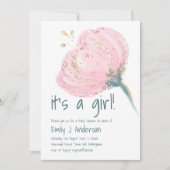 Invitation Or rose moderne C'est une fille Bébé Douche manusc (Devant)