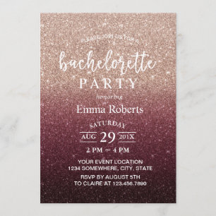 Invitation Or rose moderne Ombre de Bourgogne de partie de