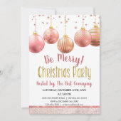 Invitation or rose Noël Fête d'entreprise d'hiver (Devant)