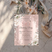 Invitation Or rose, Parties scintillant, Fleurs blanches 90e