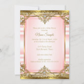Invitation Or rose perle blanche baptême princesse blonde (Dos)