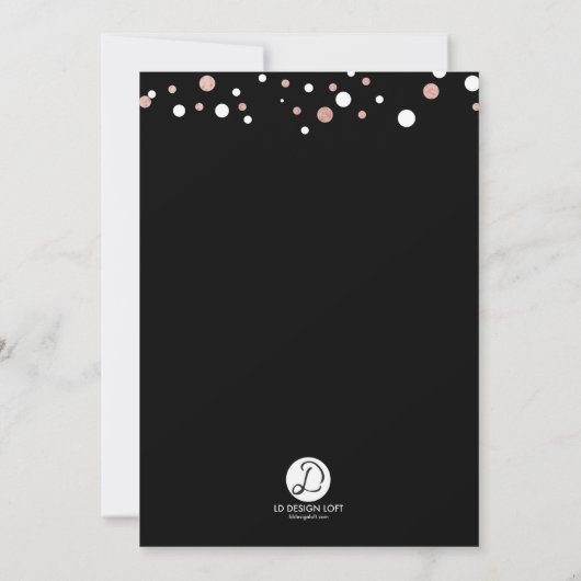 Invitation Or rose, points, manuscrit d'anniversaire sur le (Dos)