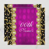 Invitation Or rose pour mariage fiançailles anniversaire (Devant / Derrière)