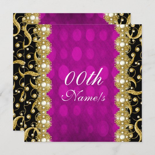 Invitation Or rose pour mariage fiançailles anniversaire (Devant / Derrière)