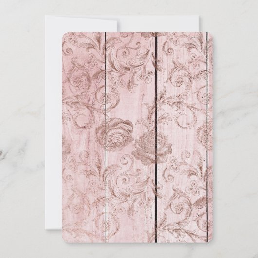 Invitation Or Rose | Quinceanera rustique rose pâle (Dos)