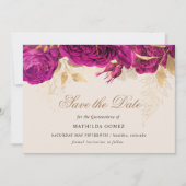 Invitation Or Rose Roses Quinceanera Enregistrer La Date (Devant)