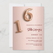 Invitation or rose Sweet 16 luxe (Devant)