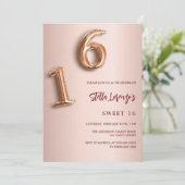 Invitation or rose Sweet 16 luxe (Debout devant)