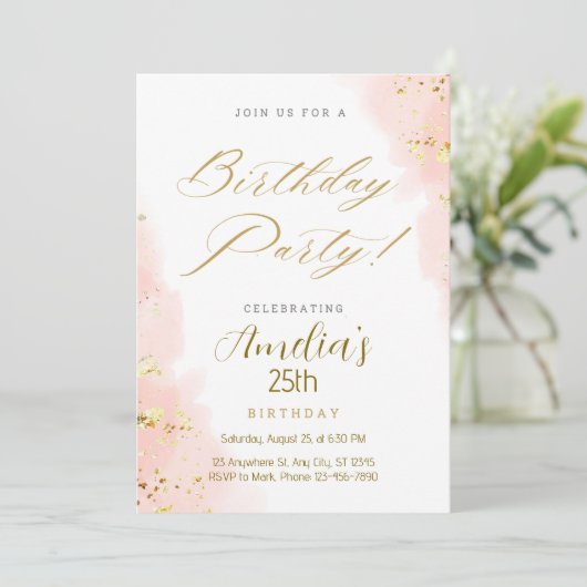 Invitation Or rose tendance (Debout devant)