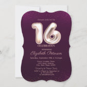 Invitation Or Rose tendance, Violet Sweet 16 (Devant)