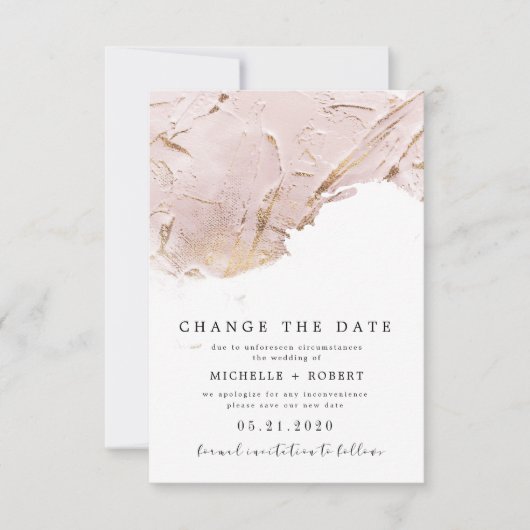 Invitation or rose texturé Photo Changement de date (Devant)