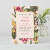 Invitation Or rose tropical et Fête de l'mariée verte (Debout devant)