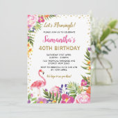 Invitation Or rose tropical floral de fête d'anniversaire de (Debout devant)