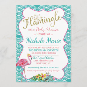 Invitation Or rose turquoise d'invitation de baby shower de