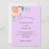 Invitation or rose violet violet verdure luxe mariage (Devant)