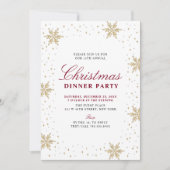 Invitation Or & Rouge | Dîner de Noël Moderne et Chic (Devant)