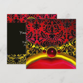 INVITATION OR ROUGE NOIR DAMAS RUBIS PIERRE PRÉCIEUSE INITIAL (Devant / Derrière)