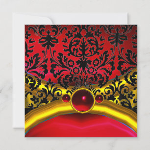 INVITATION OR ROUGE NOIR DAMAS RUBIS PIERRE PRÉCIEUSE MONOGRA