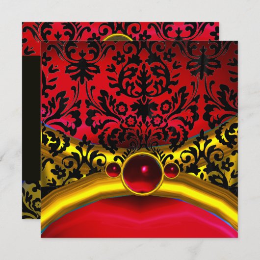 INVITATION OR ROUGE NOIR DAMASK RUBY GEM PIERRE MONOGRAM (Devant / Derrière)