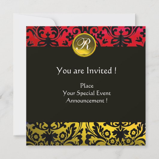 INVITATION OR ROUGE NOIR DAMASK RUBY GEM PIERRE MONOGRAM (Dos)