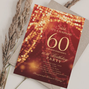 Invitation Or & Rouge Soirée surprise pour 60 ans