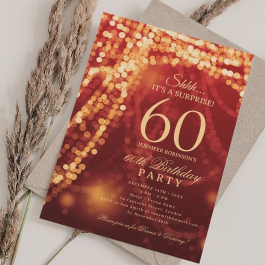 Invitation Or & Rouge | Soirée surprise pour 60 ans
