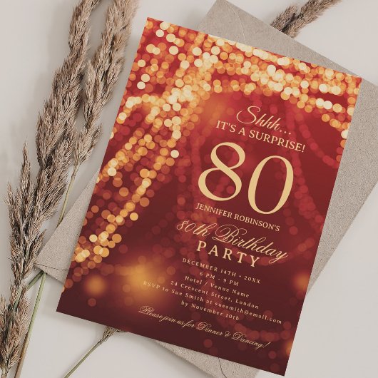 Invitation Or & Rouge | Surprise pour les 80 ans 