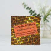 Invitation Or rouge taché, rayures, effet grille ou brique (Debout devant)