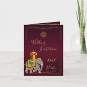 Invitation Or rouge vif avec Lord Ganesh Mariage indien (Devant)