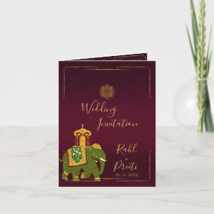 Invitation Or rouge vif avec Lord Ganesh Mariage indien