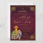 Invitation Or rouge vif avec Lord Ganesh Mariage indien (Devant)