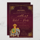 Invitation Or rouge vif avec Lord Ganesh Mariage indien (Devant / Derrière)