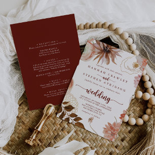 Invitation Or Rustique coloré Floral Mariage avant et arrière