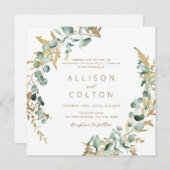 Invitation or rustique eucalyptus mariage (Devant / Derrière)