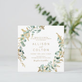 Invitation or rustique eucalyptus mariage (Debout devant)