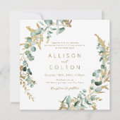 Invitation or rustique eucalyptus mariage (Devant)
