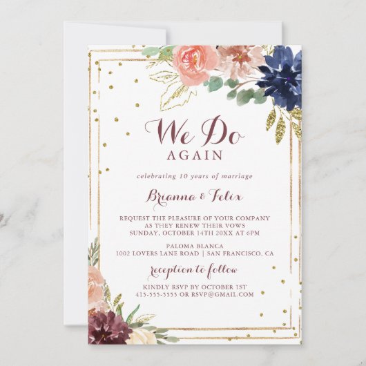 Invitation Or Rustique Géométrique Nous Réagissons Vow Renouv (Devant)