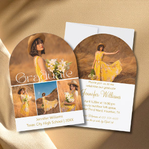 Invitation or script 5 photos collage graduation fête arche