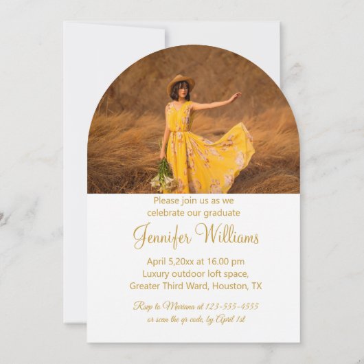 Invitation or script 5 photos collage graduation fête arche (Dos)