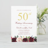 Invitation or script burgundy marine 50e anniversaire mariage (Debout devant)