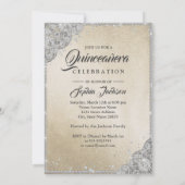 Invitation Or Silver Dentelle Diamond Étincelle Quinceanera (Dos)