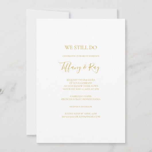 Invitation Or Simple Elegant Nous Faisons Toujours Vow Renouv (Devant)