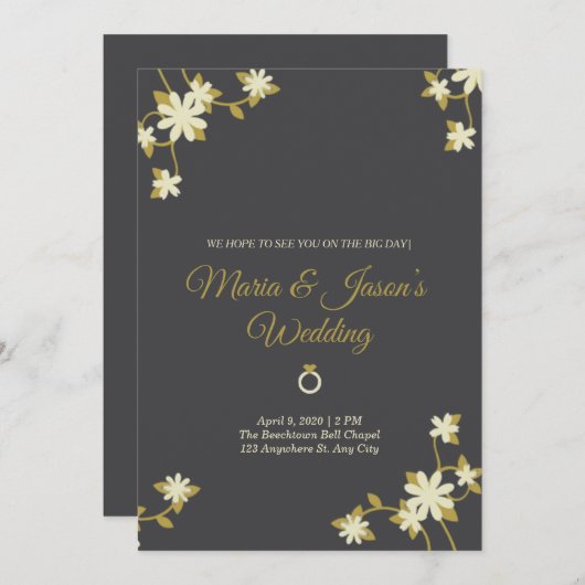 Invitation or simple mignon Floral (Devant / Derrière)