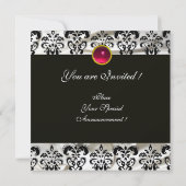 INVITATION OR SOIE DAMASSÉE NOIR MONOGRAMME RUBIS ROSE (Dos)