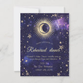 Invitation Or Soleil Céleste, Lune, Étoiles Violet (Devant)