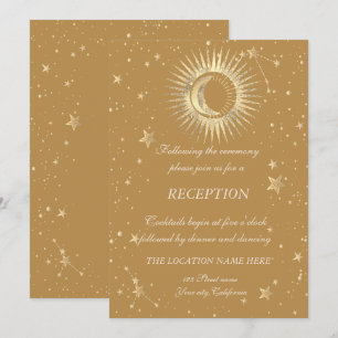 Invitation Or Soleil Et Lune Étoiles Célestes Vintage