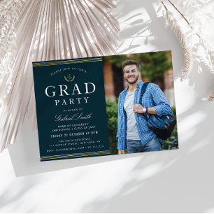 Invitation or strips droit école photo grad party 