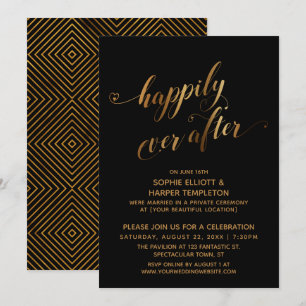 Invitation Or sur Noir Pour Toujours Après-Mariage
