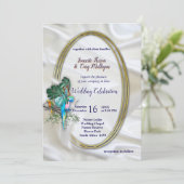 Invitation Or sur soie blanche avec splendeur tropicale (Debout devant)