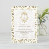 Invitation Or Toile de Jouy Française Monogramme Code QR Mari (Debout devant)